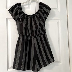 Lucca off the shoulder striped romper